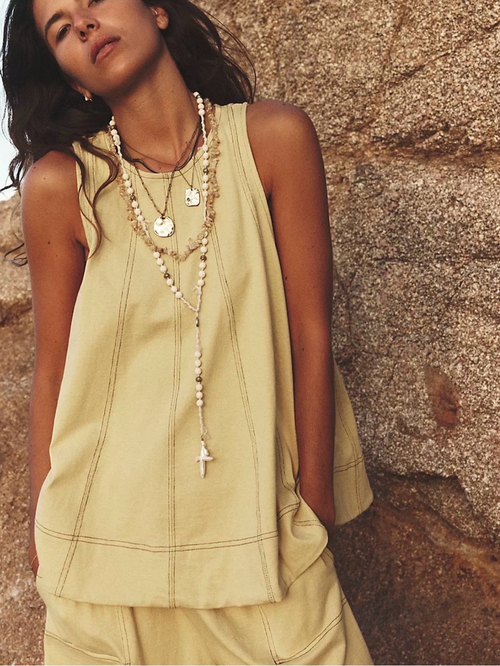 FREE PEOPLE Beach free-est Strada Set (2) Piece Color Pampas Size Large NWT - Picture 2 of 11